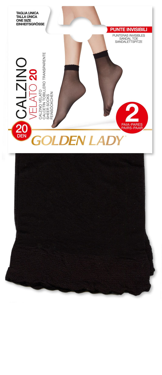 GOLDEN LADY CALZINO VELATO 20 20DEN TG.UNICA 2 PAIA NERO