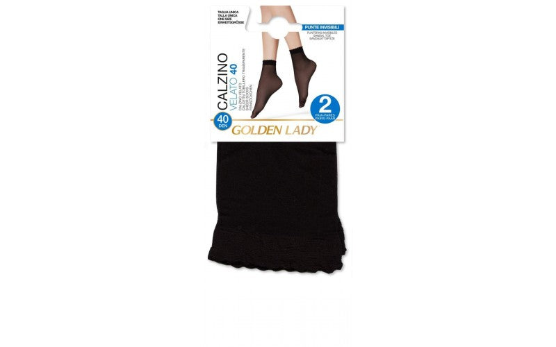 GOLDEN LADY CALZINO VELATO 40 40DEN TG.UNICA 2 PAIA NERO