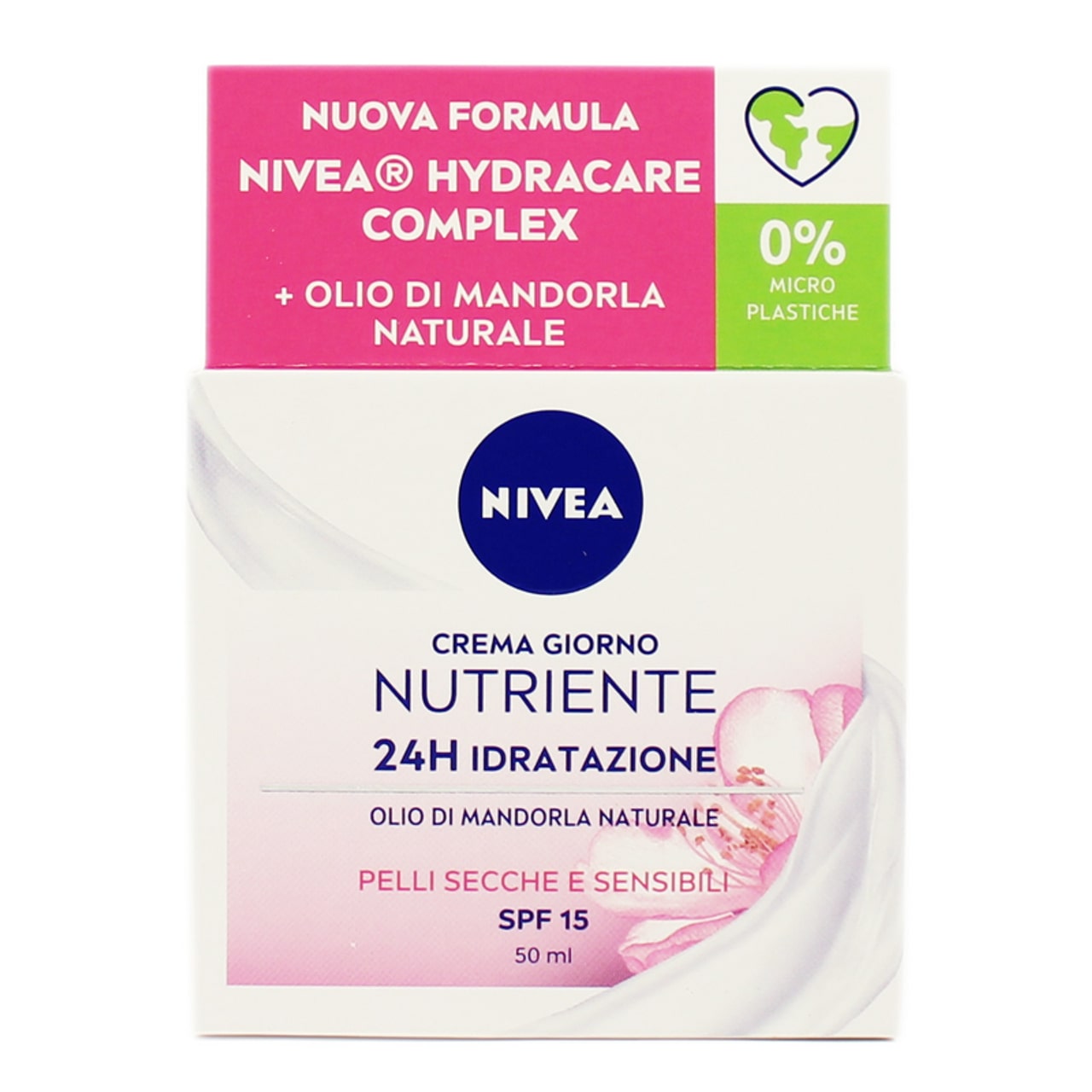 NIVEA CREMA GIORNO 50ML NUTRIENTE OLIO DI MANDORLA NATURALE SPF15 PELLI SECCHE E SENSIBILI