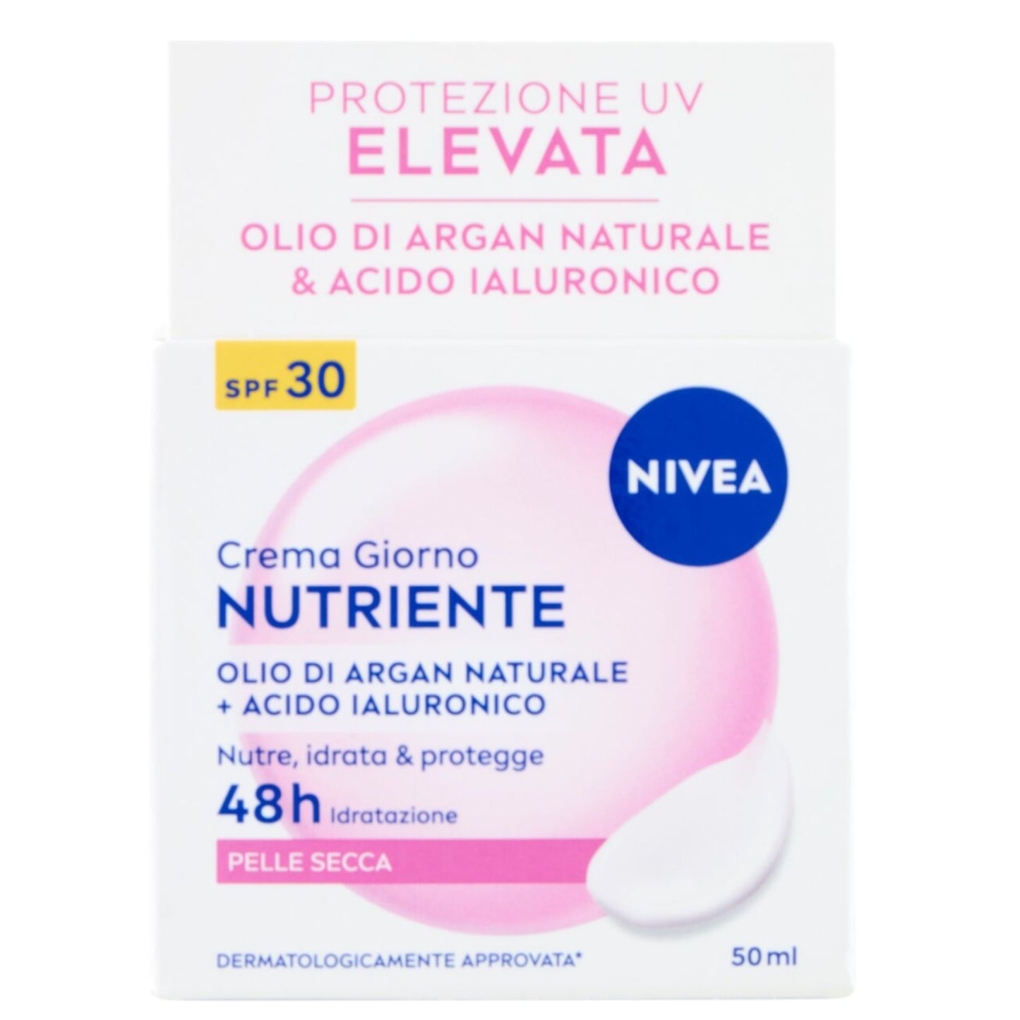 NIVEA CREMA GIORNO 50ML NUTRIENTE OLIO DI ARGAN NATURALE + ACIDO IALURONICO SPF30 PELLE SECCA
