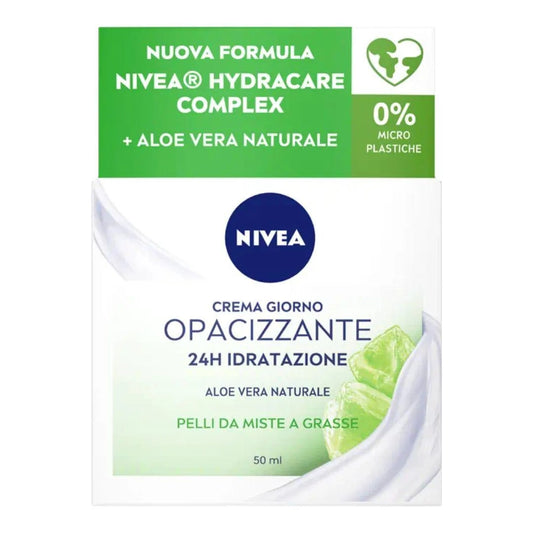 NIVEA CREMA GIORNO 50ML OPACIZZANTE ALOE VERA NATURALE PELLI DA MISTE A GRASSE