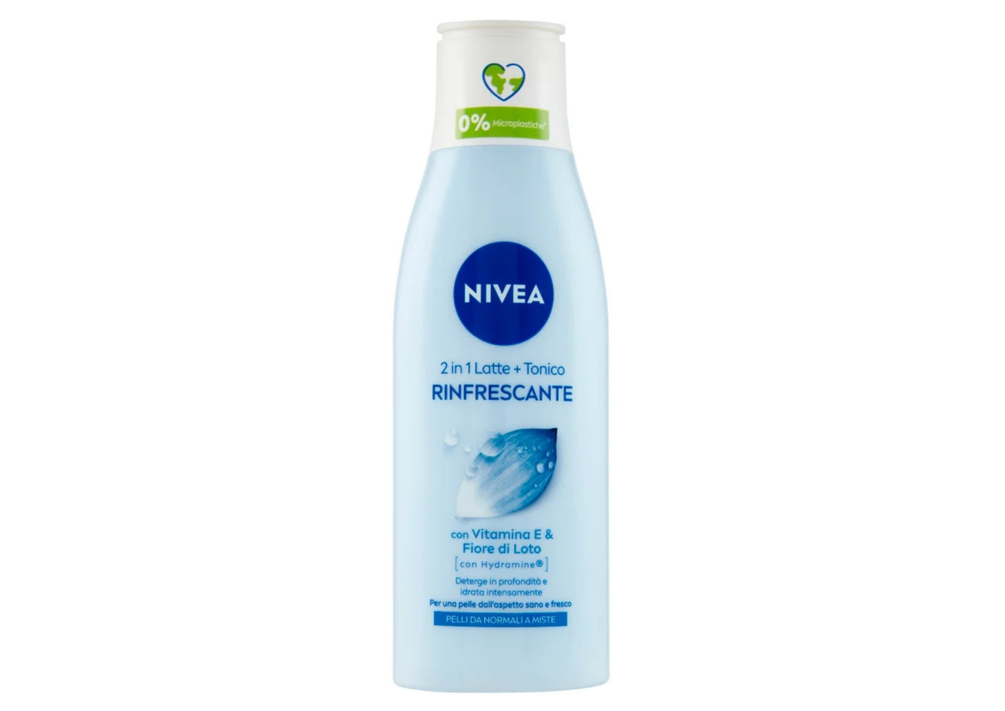 NIVEA 2 IN 1 LATTE + TONICO RINFRESCANTE 200ML VITAMINA E & FIORE DI LOTO PELLI DA NORMALI A MISTE