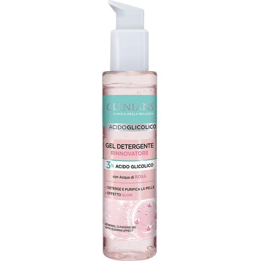 CLINIANS ACIDO GLICOLICO GEL DETERGENTE RINNOVATORE 150ML 3% ACIDO GLICOLICO CON ACQUA DI ROSA
