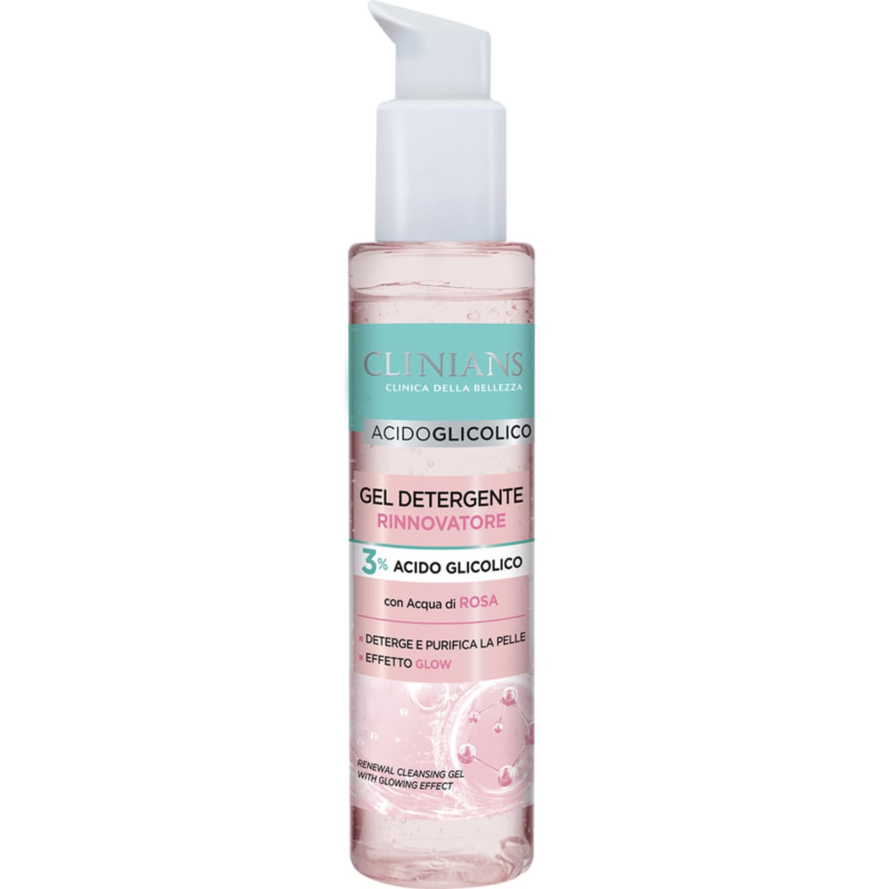 CLINIANS ACIDO GLICOLICO GEL DETERGENTE RINNOVATORE 150ML 3% ACIDO GLICOLICO CON ACQUA DI ROSA