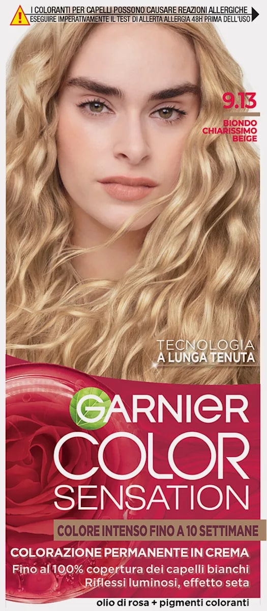GARNIER COLOR SENSATION COLORAZIONE PERMANENTE IN CREMA 9.13 BIONDO CHIARISSIMO BEIGE