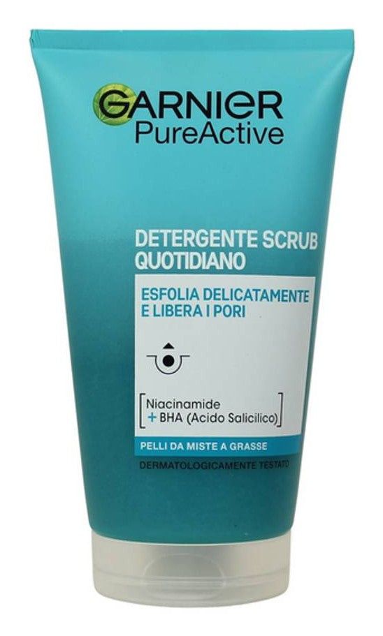 GARNIER PURE ACTIVE DETERGENTE SCRUB QUOTIDIANO ANTI-PUNTI NERI 150ML PELLI DA MISTE A GRASSE