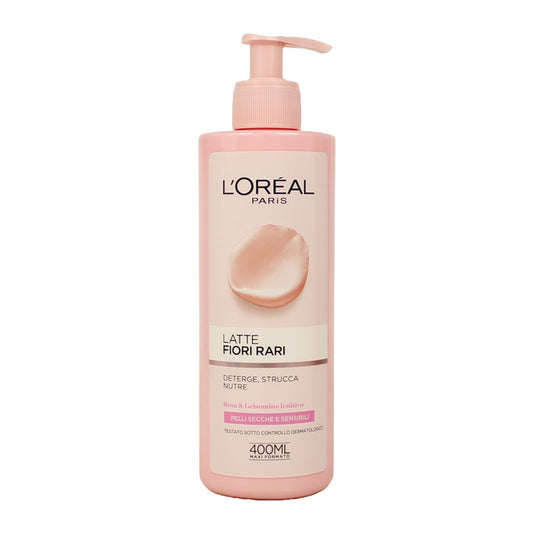 L'OREAL LATTE FIORI RARI 400ML ROSA & GELSOMINO LENITIVO PELLI SECCHE E SENSIBILI