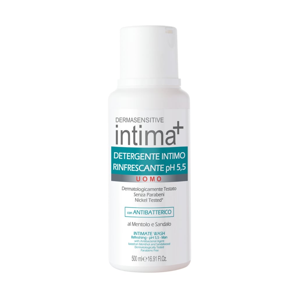 INTIMA+ DETERGENTE INTIMO 500ML RINFRESCANTE PH 5,5 UOMO CON ANTIBATTERICO AL MENTOLO E SANDALO