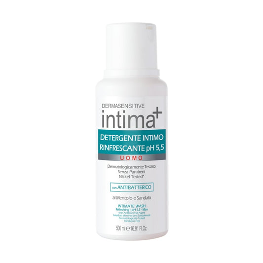 INTIMA+ DETERGENTE INTIMO 500ML RINFRESCANTE PH 5,5 UOMO CON ANTIBATTERICO AL MENTOLO E SANDALO