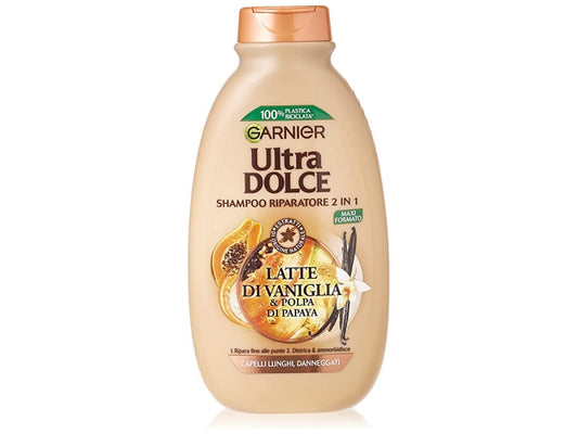 GARNIER ULTRA DOLCE SHAMPOO 400ML 2IN1 LATTE DI VANIGLIA & POLPA DI PAPAYA