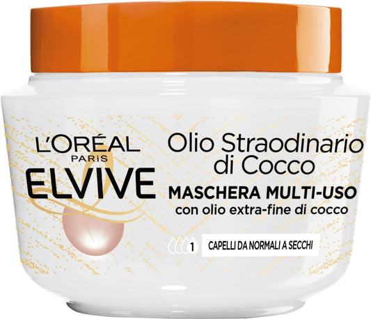 L'OREAL ELVIVE MASCHERA 300ML OLIO STRAORDINARIO DI COCCO MULTI-USO CAPELLI DA NORMALI A SECCHI