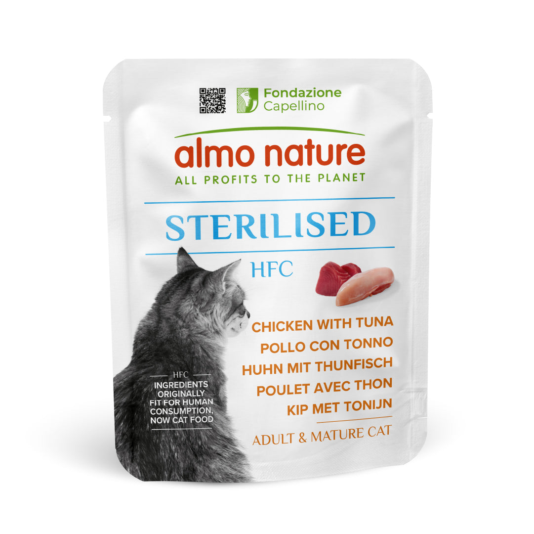 ALMO NATURE STERILISED HFC GATTO 50G POLLO CON TONNO