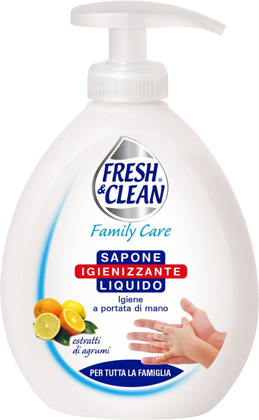 FRESH&CLEAN SAPONE LIQUIDO 300ML CON ANTIBATTERICO IGIENIZZANTE PROFUMO DI AGRUMI