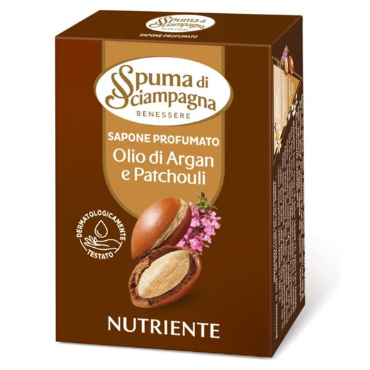 SPUMA DI SCIAMPAGNA SAPONE 90G OLIO DI ARGAN E PATCHOULI NUTRIENTE