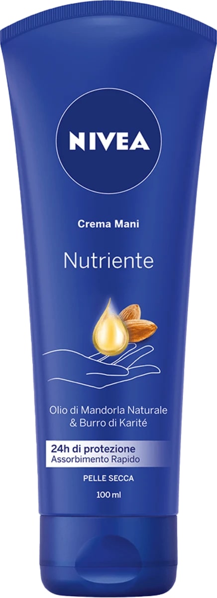 NIVEA CREMA MANI 100ML NUTRIENTE OLIO DI MANDORLA NATURALE & BURRO DI KARITE' PELLE SECCA