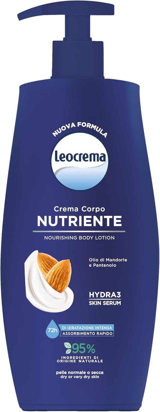 LEOCREMA CREMA CORPO FLUIDA 500ML NUTRIENTE OLIO DI MANDORLE E PANTENOLO PELLE NORMALE O SECCA