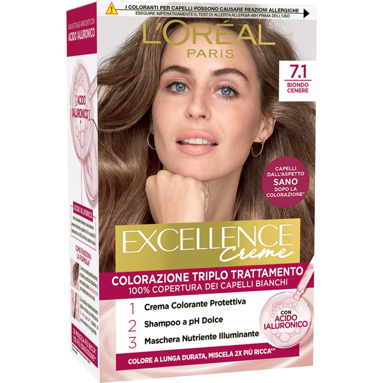 L'OREAL EXCELLENCE PURE CREME 7.1 BIONDO CENERE