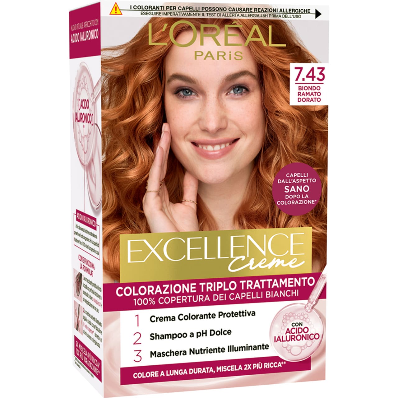 L'OREAL EXCELLENCE PURE CREME 7.43 BIONDO RAMATO DORATO