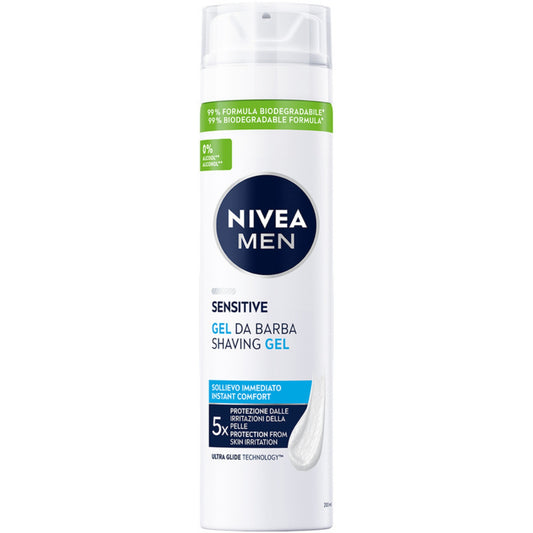 NIVEA MEN GEL DA BARBA 200ML SENSITIVE SOLLIEVO IMMEDIATO INSTANT COMFORT 5X PROTEZIONE DALLE IRRITAZIONI DELLA PELLE