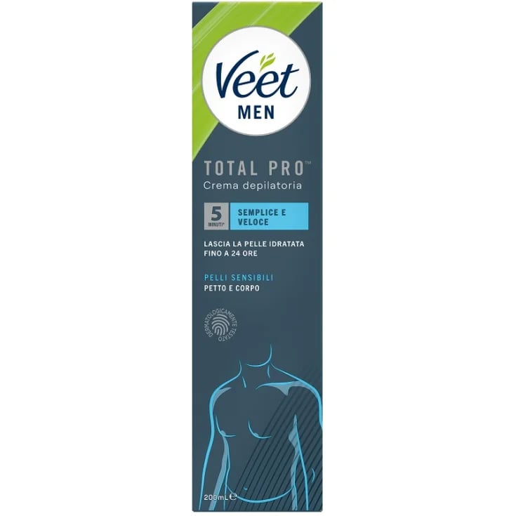 VEET MEN TOTAL PRO CREMA DEPILATORIA PELLI SENSIBILI PETTO E CORPO 200ML
