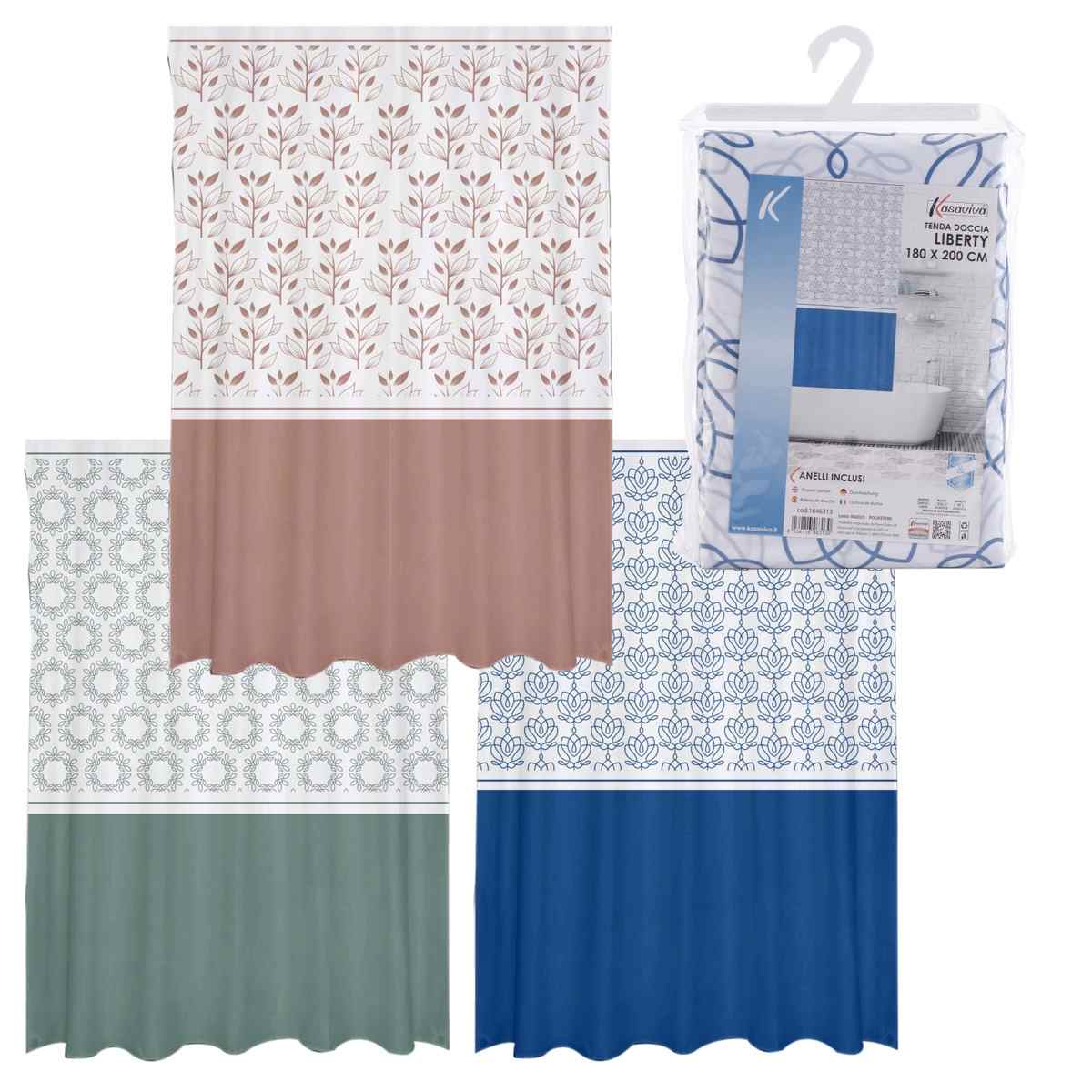 KASAVIVA TENDA DOCCIA LIBERTY CM.180X200 ASSORTITA