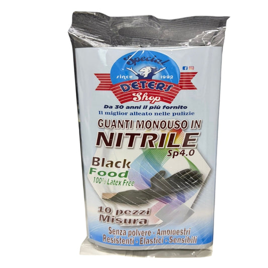 SDS GUANTI MONOUSO IN NITRILE SP4.0 BLACK FOOD 10PZ MISURA L