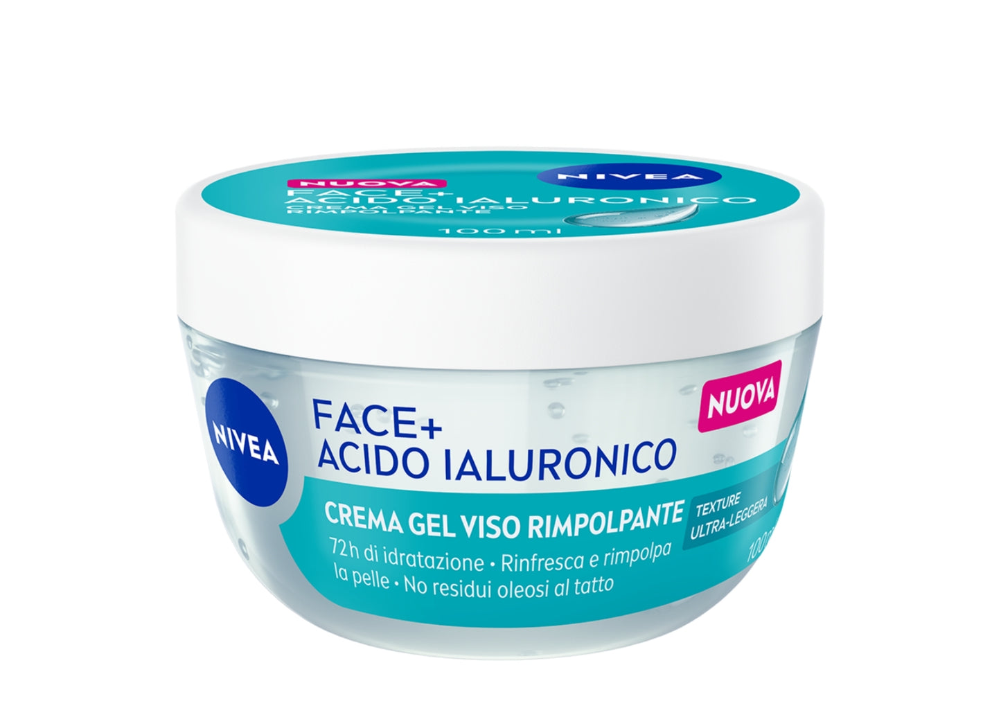 NIVEA FACE+ ACIDO IALURONICO CREMA GEL VISO RIMPOLPANTE 100ML 72H DI IDRATAZIONE