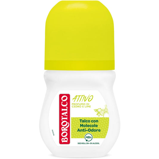 BOROTALCO DEO ROLL-ON 50ML ATTIVO GIALLO PROFUMO DI CEDRO E LIME