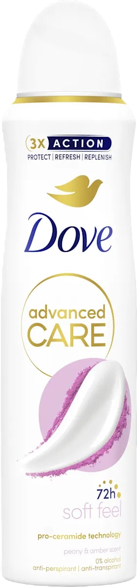 DOVE ADVANCED CARE DEO SPRAY 150ML SOFT FEEL 72H