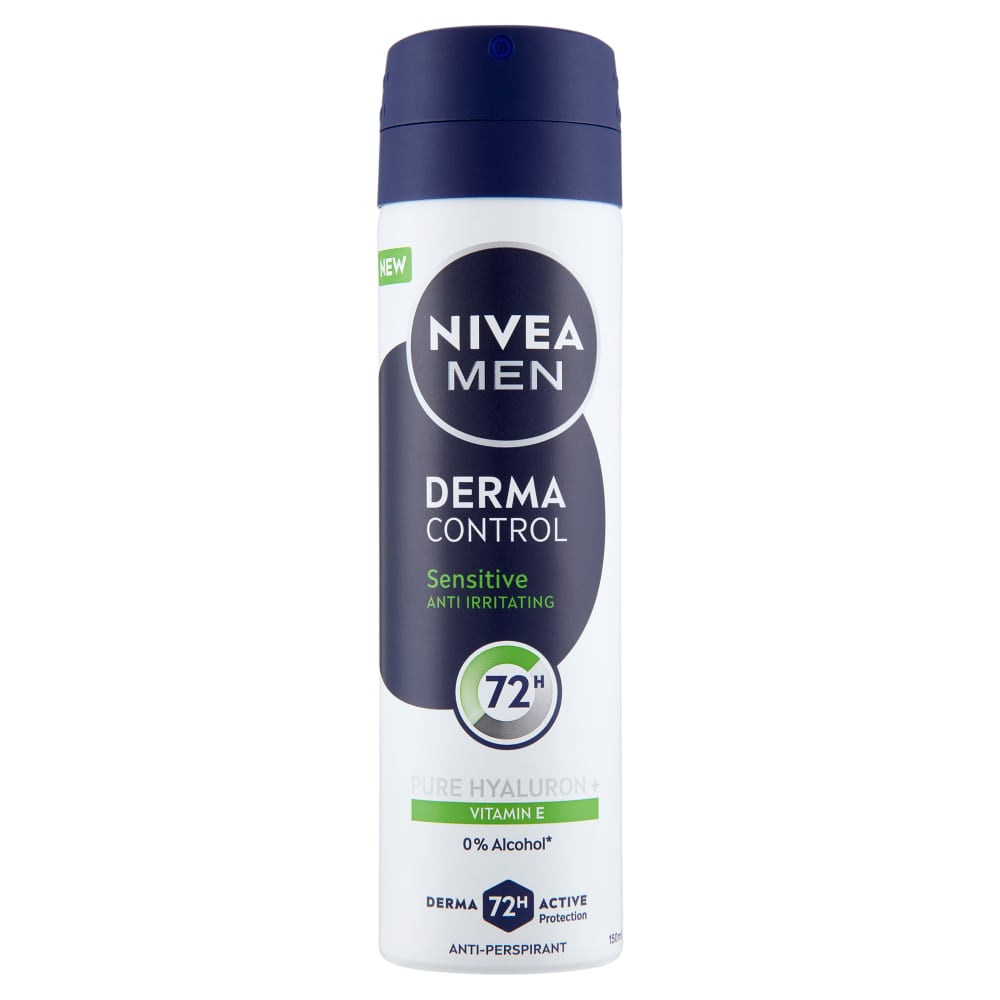 NIVEA MEN DEO SPRAY 150ML DERMA CONTROL 72H SENSITIVE ANTI IRRITATING PURE HYALURON + VITAMIN E