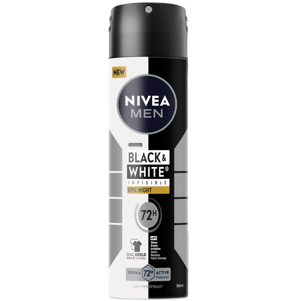 NIVEA MEN DEO SPRAY 150ML BLACK&WHITE INVISIBLE EPIC NIGHT 72H