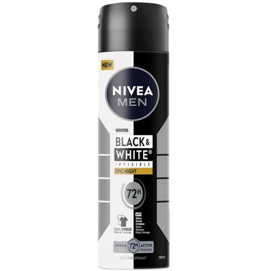 NIVEA MEN DEO SPRAY 150ML BLACK&WHITE INVISIBLE EPIC NIGHT 72H