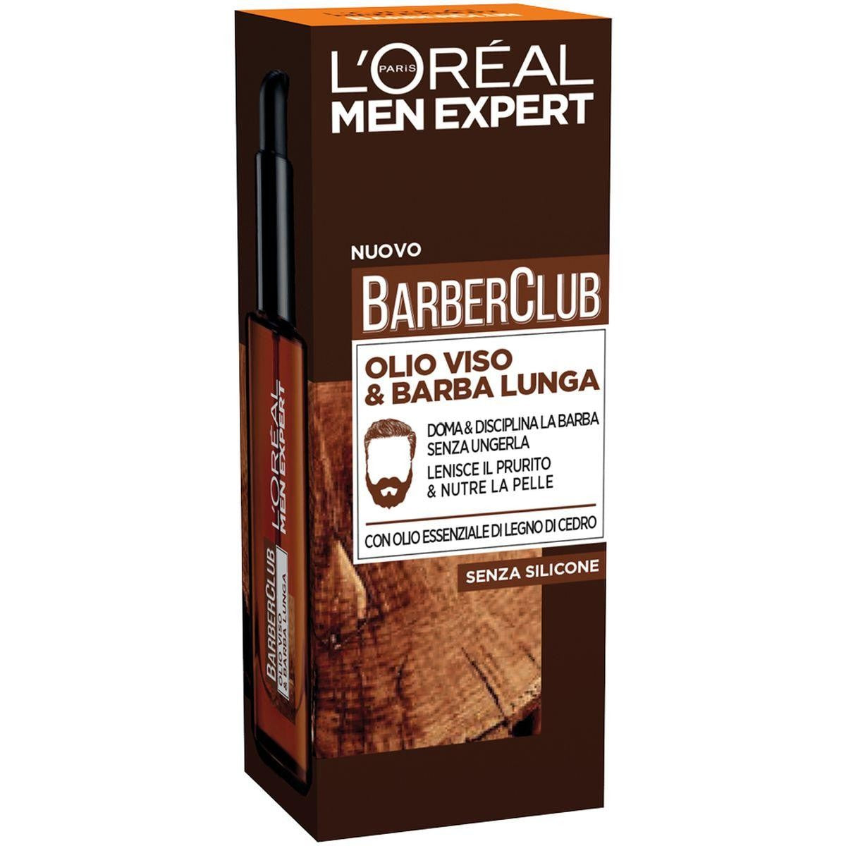 L'OREAL MEN BARBER CLUB OLIO VISO & BARBA LUNGA 30ML CON OLIO ESSENZIALE DI LEGNO DI CEDRO