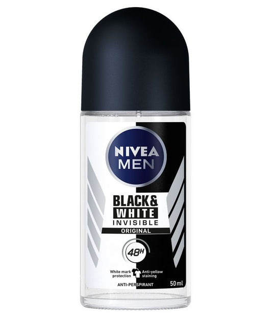 NIVEA MEN DEO ROLL-ON 50ML BLACK&WHITE INVISIBLE ORIGINAL