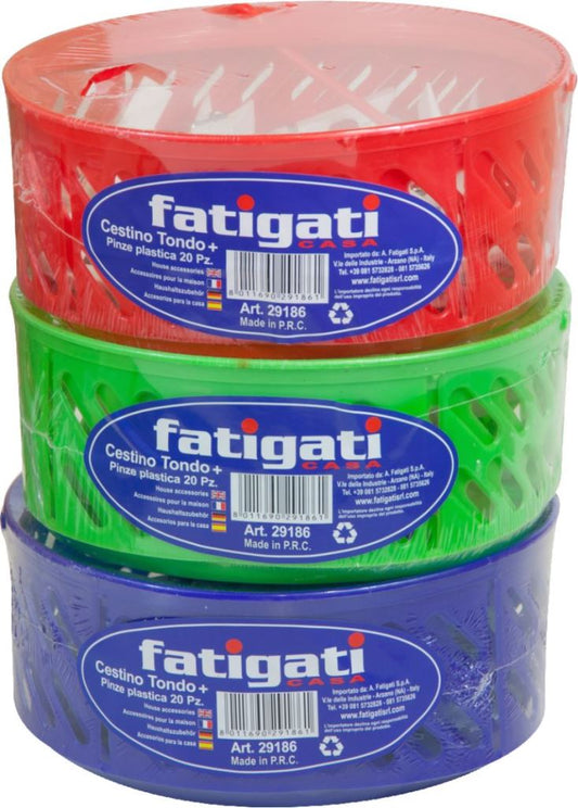 FATIGATI CESTINO TONDO + PINZE PLASTICA 20PZ
