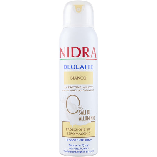 NIDRA DEOLATTE SPRAY 150ML BIANCO CON PROTEINE DEL LATTE ESSENZA VANIGLIA E CARAMELLO