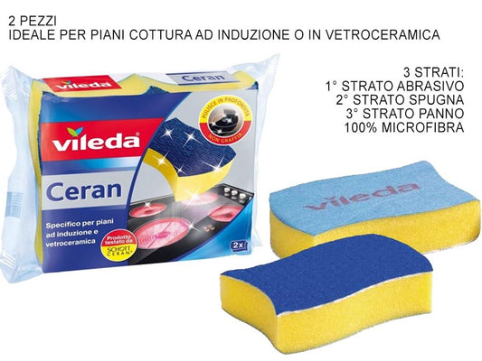 VILEDA CERAN SPUGNA 2PZ SPECIFICO PER PIANI AD INDUZIONE E VETROCERAMICA