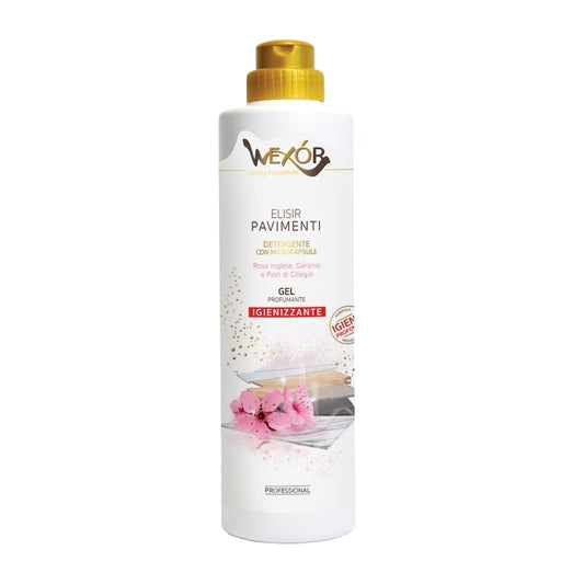 WEXOR ELISIR PAVIMENTI GEL PROFUMANTE 750ML ROSA INGLESE,GERANIO E FIORI DI CILIEGIO