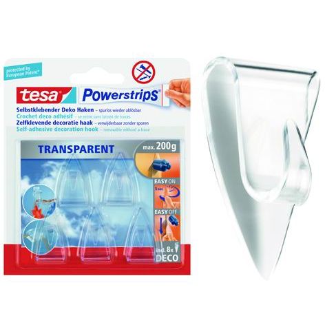 TESA POWERSTRIPS GANCIO AUTOADESIVO PER DECORAZIONI 5PZ TRANSPARENT