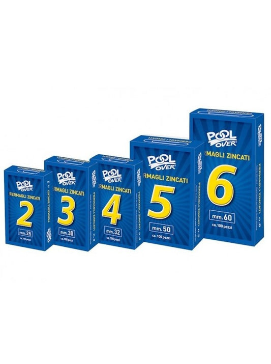 POOL OVER 100 FERMAGLI ZINCATI N.3 MM 28