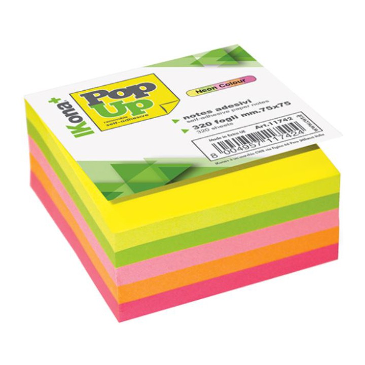 IKONA+ POP UP NOTES ADESIVI 320 FOGLI MM.75X75 NEON COLOUR