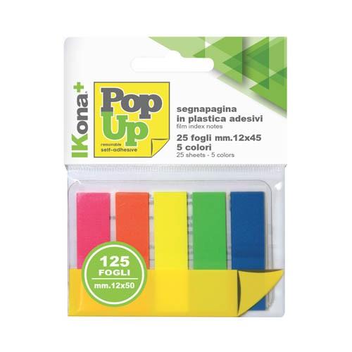IKONA+ SEGNAPAGINA 25 FOGLI MM.12X45 5 COLORI