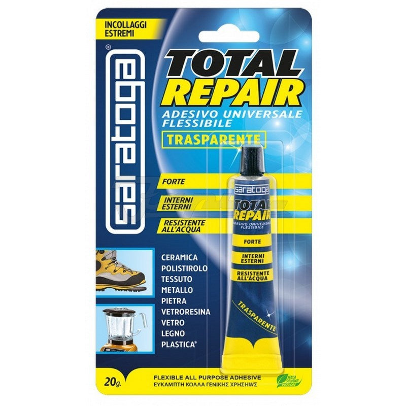 SARATOGA TOTAL REPAIR ADESIVO UNIVERSALE FLESSIBILE TRASPARENTE 20G