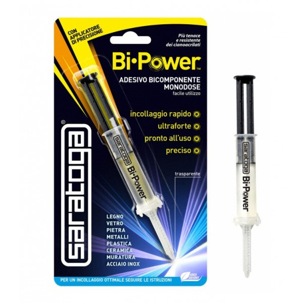 SARATOGA BI-POWER ADESIVO BICOMPONENTE MONODOSE 5ML CON APPLICATORE DI PRECISIONE
