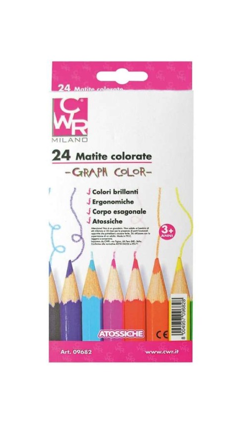 CWR DECO 24 MATITE ESAGONALI COLORI ASSORTITI