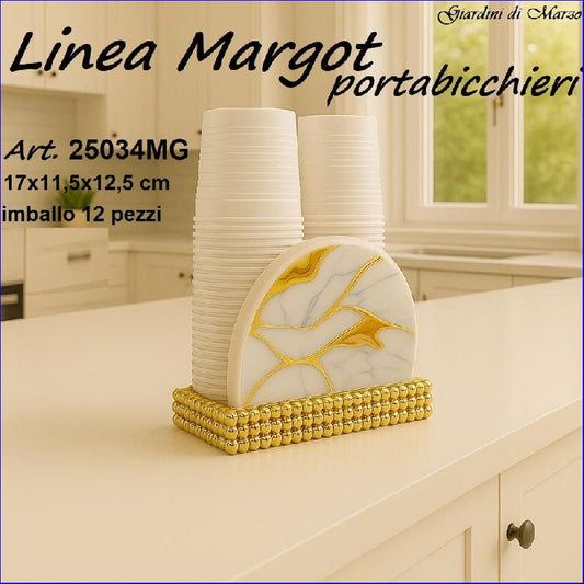 GIARDINI DI MARZO LINEA MARGOT MARMO GOLD PORTABICCHIERI CM.17X11,5X12,5 ART.25034MG