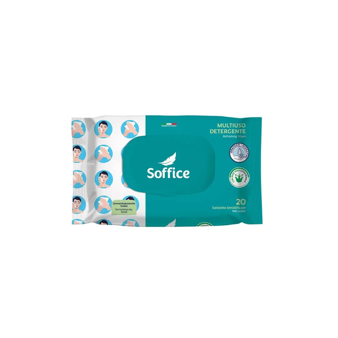 SOFFICE FAMILY MULTIUSO DETERGENTE SALVIETTE POP-UP 20PZ ALOE E PANTENOLO