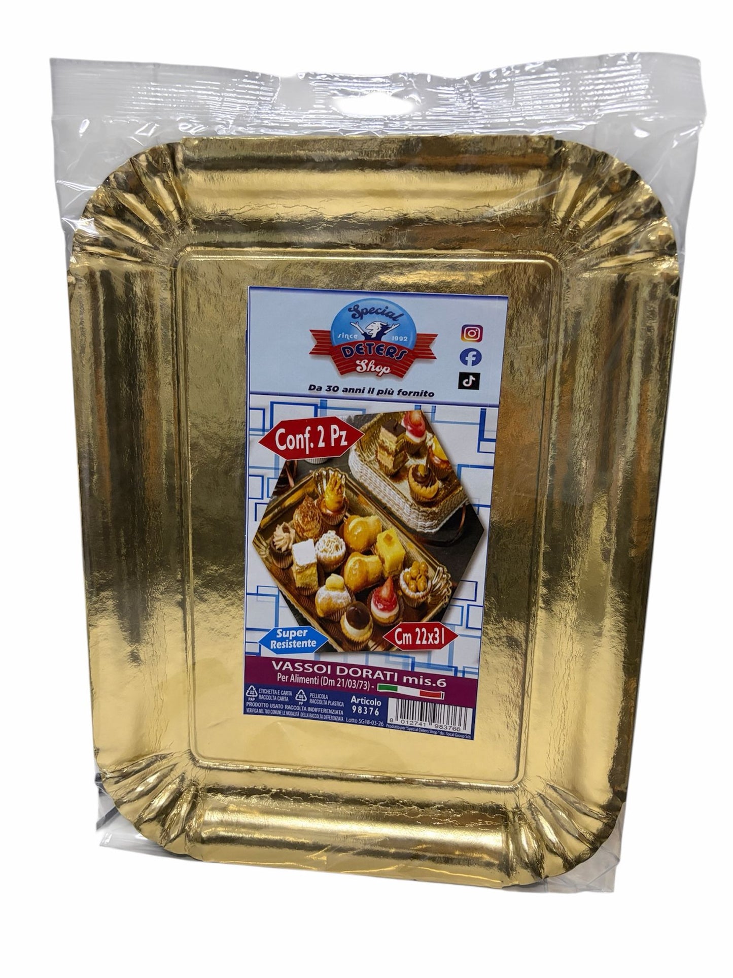 SDS VASSOI DORATI MIS.6 CM.22X31 2PZ ART.98376