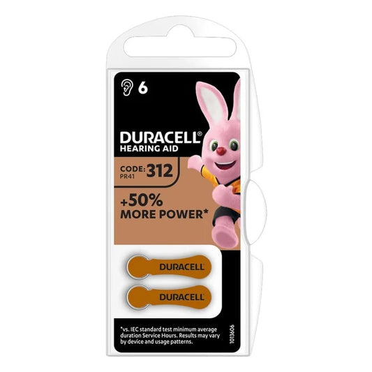 DURACELL HEARING AID CODE: 312 PR41 1,45V ZINC AIR 6PZ