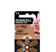 DURACELL HEARING AID CODE: 312 PR41 1,45V ZINC AIR 6PZ